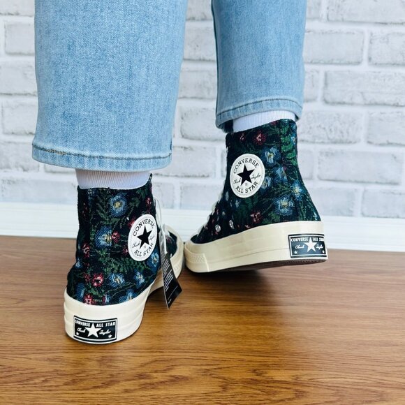 ⭐Converse Chuck 70 Hi Floral Tapestry Sz 7.5 Women's Shoes Sneaker Black A11990C - Picture 5 of 12